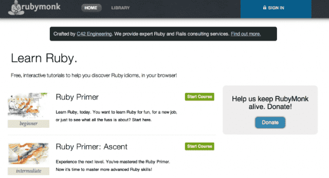 Ruby Monk là một website chuyên trị cho học viên yêu thích Ruby