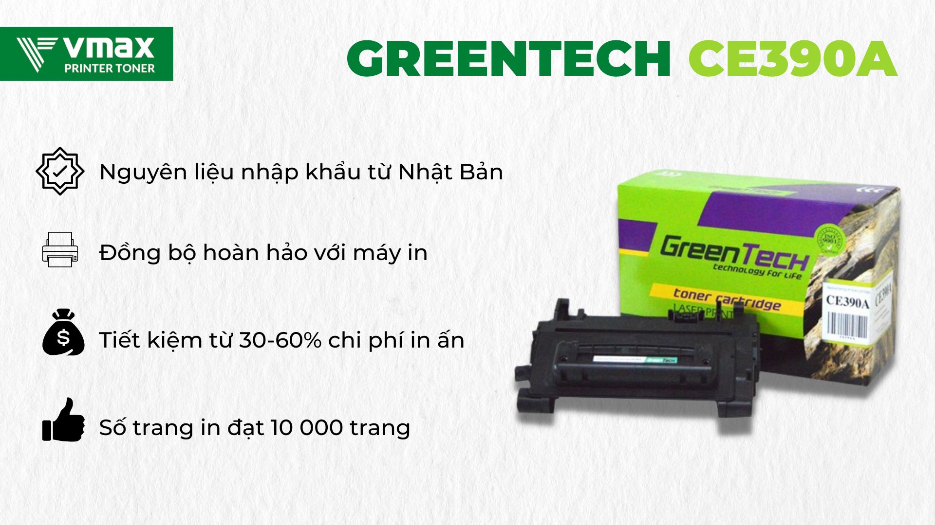 Mực in GreenTech CE390A sở hữu nhiều điểm nổi trội