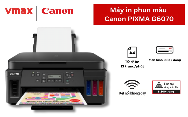 Máy in phun màu Canon PIXMA G6070 tiết kiệm chi phí tối đa