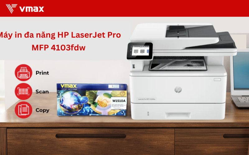 Máy in đa năng HP LaserJet Pro MFP 4103fdw - 2Z629A năng suất in cao