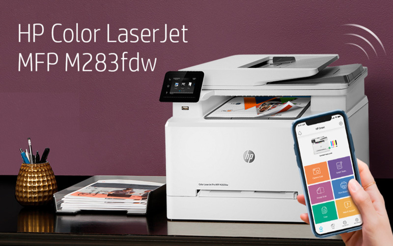 Máy in laser màu HP Color LaserJet Pro MFP M283FDW Máy in laser màu HP Color LaserJet Pro MFP M283FDW kết nối tiện lợi