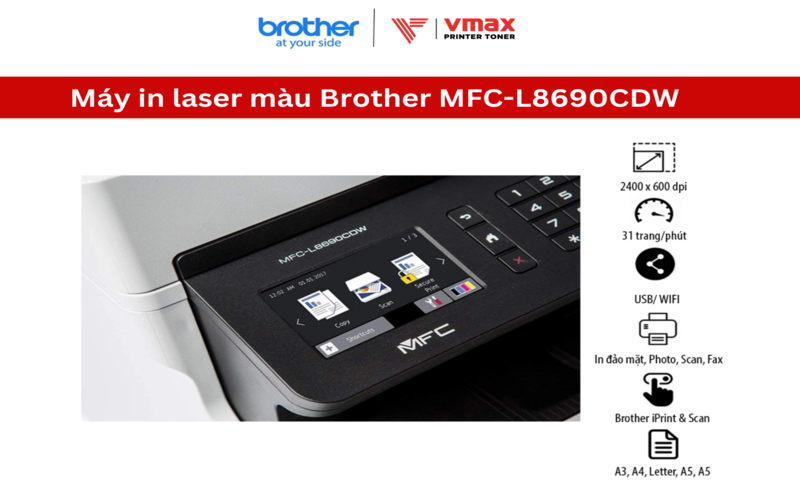 Máy in laser màu Brother MFC-L8690CDW bản in chất lượng